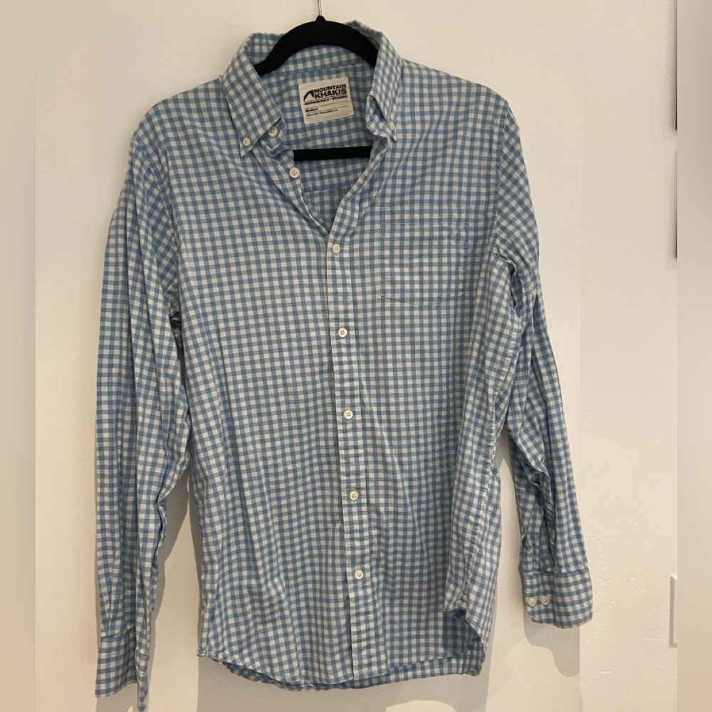 Mountain Khakis blue and white button down.